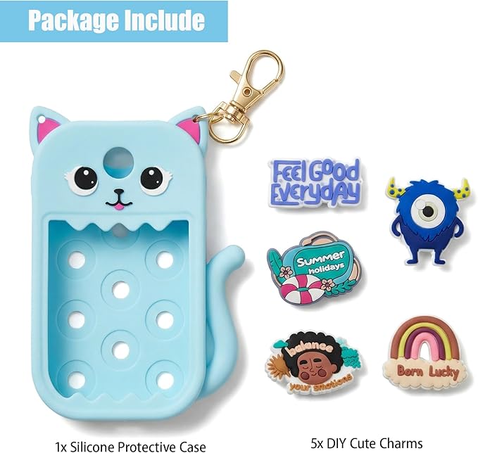 Cute Ear Silicone Case Compatible with Touchland Hand Sanitizer Spray (Fit for 1 FL.OZ), Protective Case with Keychain, Hand Sanitizer Holder (Pink)