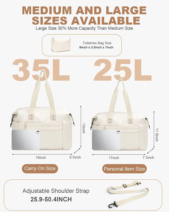 Pritent Travel Duffle Bag, Waterproof Weekender Overnight Hospital Bags for Women Men with Toiletry Bag Lightweight Carry on Personal Item Duffle Gym Bag for Travel, Airplanes, Sports