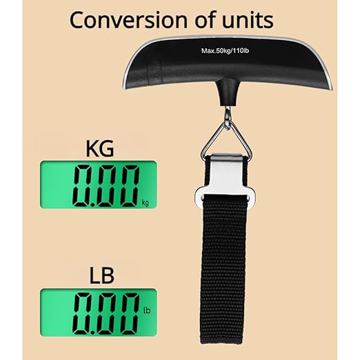 Luggage Scale Portable Digital Handheld Baggage Scale for Travel Suitcase Weight Scale with Rubber Paint 110 Pounds Battery Included (1,Belt)