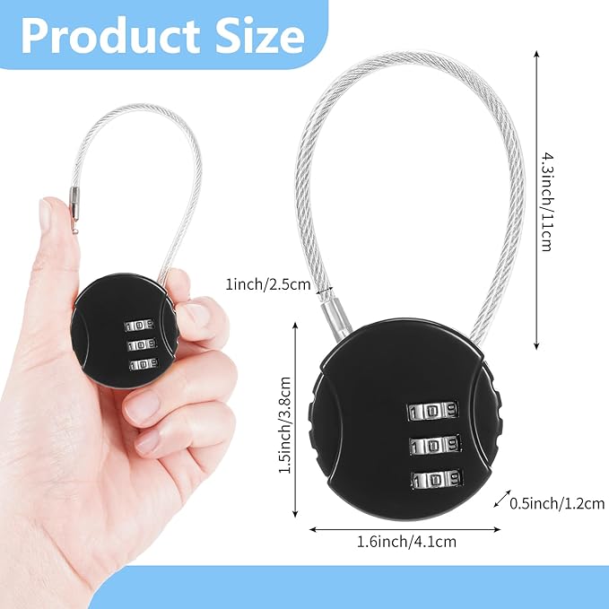 Moxweyeni 32 Pack Combination Wire Lock 3 Digit Small Combo Luggage Number Cable Padlock Outdoor Waterproof Resettable Lock for School Gym Locker Travel Backpack Suitcase Storage (Black)