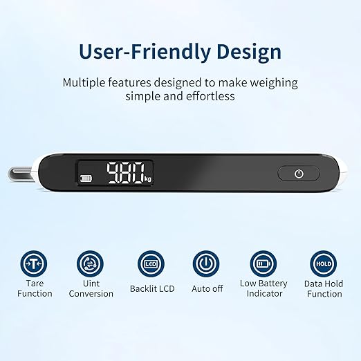 Ultrean Luggage Scale, 110lb Digital Suitcase Weight Scale for Travel, Portable Handheld Baggage Scale with Rubber Paint, Hook, Battery Included