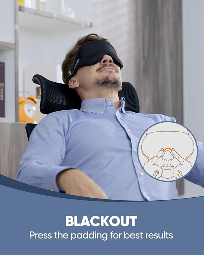 MZOO Luxury Sleep Mask for Back, Side Sleeper, Complete Light Blocking Sleeping Eye Mask Night Blindfold, 3D Zero Pressure & Lash Friendly, Breathable Soft Eye Cover Flight Nap Travel