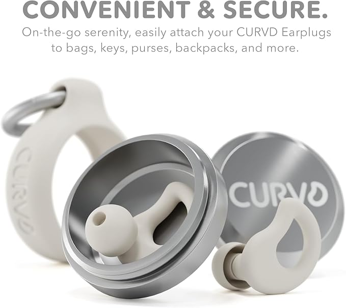 CURVD Everyday Earplugs + Case Clip Bundle, the Perfect earplug for Sleep, Travel, Noise Sensitivity/canceling + Case Clip Package Portable Waterproof Container & Silicone Sleeve for Ear Plugs(Honey)
