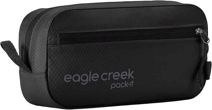 Eagle Creek Pack-It Isolate Quick Trip - Compact Travel Toiletry Bag for Optimizing Luggage Space - Lightweight - Water-Resistant - Easy-Grab Zipper - Sustainable Materials - X-Small - Black