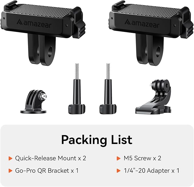 AMAZEAR Magnetic Mount for DJI OSMO Action 6 & Nano Accessories (2 Pack), Quick-Release Extension Base Bracket with 1/4" Adapter for GoPro Tripod/Selfie Stick, Black