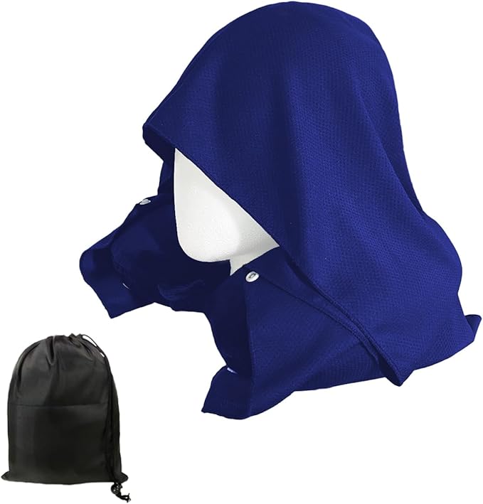 Travel Pillow with Removable Large Hood, Memory Foam Neck Pillow for Airplane, Car, Train Travel Sleeping & Rest, with Soft Cover (Blue)