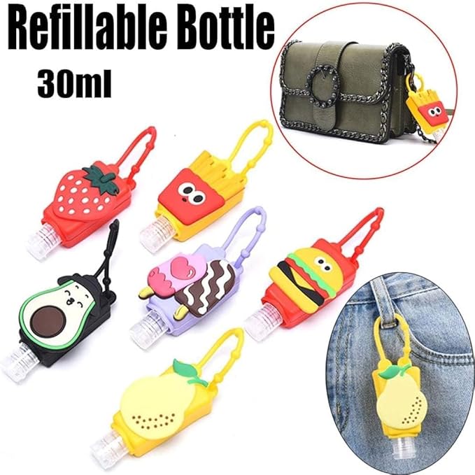 Red Strawberry Empty Travel Hand Sanitizer Bottle, Silicone Sleeve Refillable Empty Squeeze Leakproof Flip Cap Keychain, Hand Soap Holder Cosmetic Containers, Refillable Portable Travel Containers