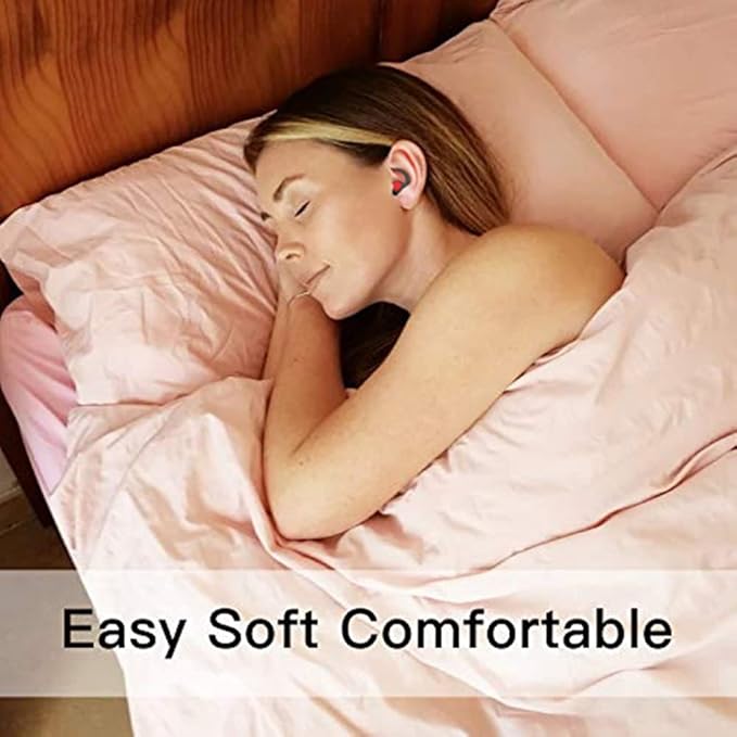 Ear Plugs for Sleeping, Noise Reduction Reusable Hearing Protection Soft Comfy Silicone Earplugs for Sleep, Snoring, Swimming, Concerts, Focus, Travel, Work, Motorcycle, 33dB Noise Cancelling