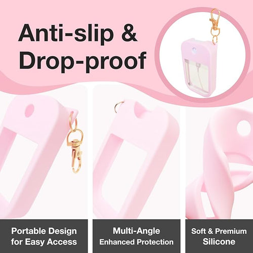 1 PC Soft Silicone Case for Touchland Power Mist (1FL. OZ./30 mL), Protective and Stylish Case with Keychain Compatible with Touchland Hand Sanitizer Spray (Pink)