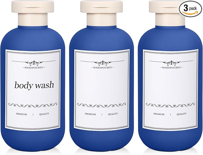 3 PACK Travel Shampoo Bottle, Empty Plastic Squeeze Bottles 6.8oz with Flip Cap, Lotion Container for Toiletries Travel Size Shampoo and Conditioner