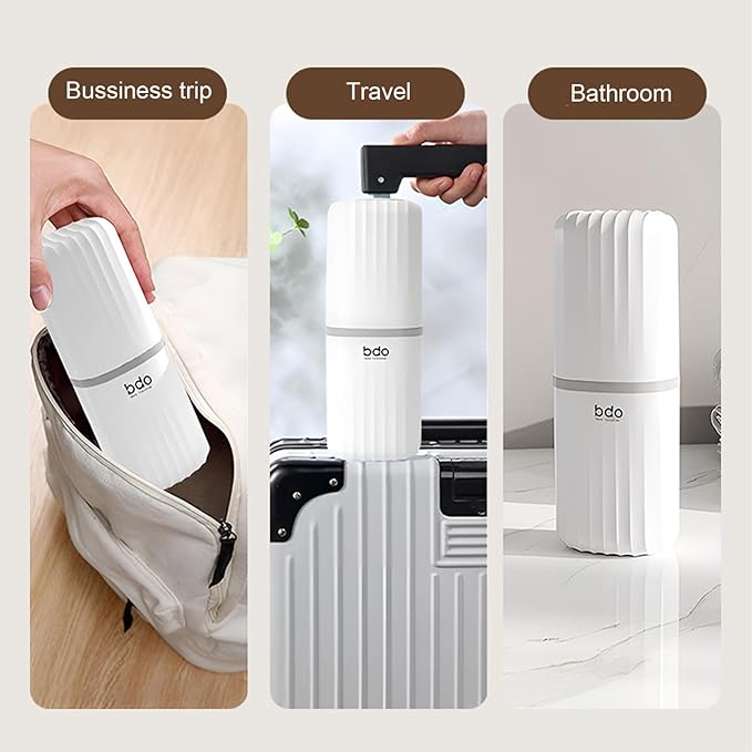 Toothbrush Travel Case & Travel Soap Holder Dish Tray Set of 2, Portable Clear Toothbrush Holders with Cover Leakproof Bar Soap Holder for Traveling School Camping Business Bathroom (1 pc-B-White)