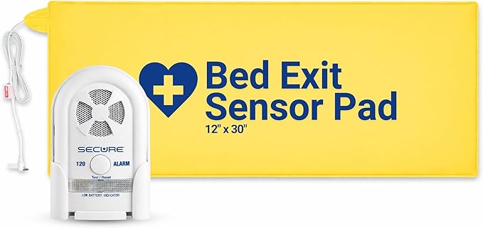 Secure Safety Solutions Bed Alarm for Elderly Adults - 12x30 Sensor Pad, 120db Monitor - Fall Prevention for Dementia Patients, Seniors - Weight Sensing Pad Alerts Caregiver When They Get Up