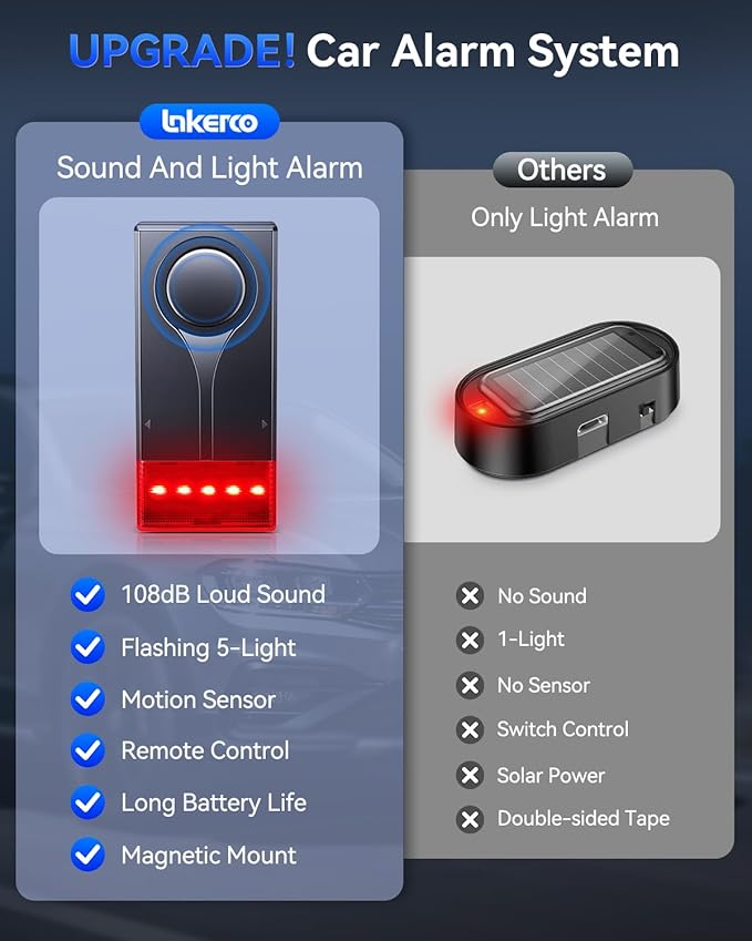 Car Security Alarm with Wireless Remote, 108dB Loud Siren, 3-Level Sensitivity, Vibration Sensor for Anti-Theft, Universal for Sedan, SUV, Truck (Upgrade 4.0)