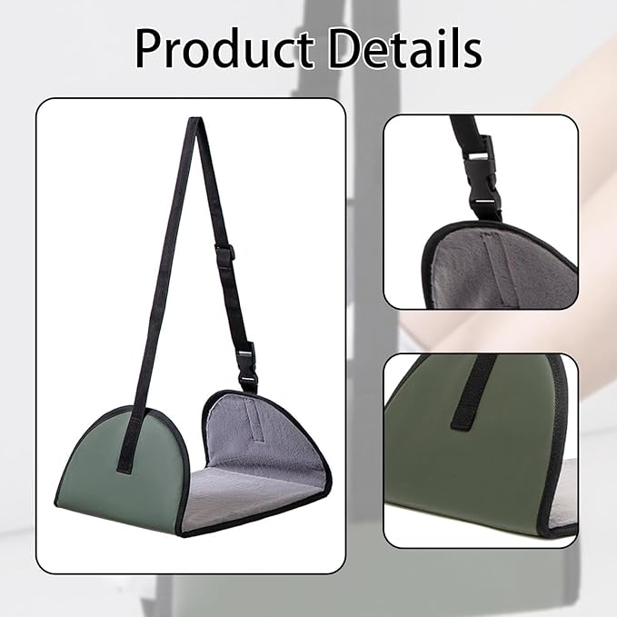 Airplane Travel Foot Hammock Airplane Footrest Portable Adjustable Strap Leg Rest Foot Hanger for Women Men, Green