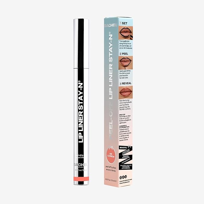 Sacheu Lip Liner STAY-N Peel Off Lip Stain — Long Lasting Waterproof Lip Tint with Hyaluronic Acid & Vitamin E — Transfer Proof Matte Finish, Vegan & Cruelty-Free (COREal)
