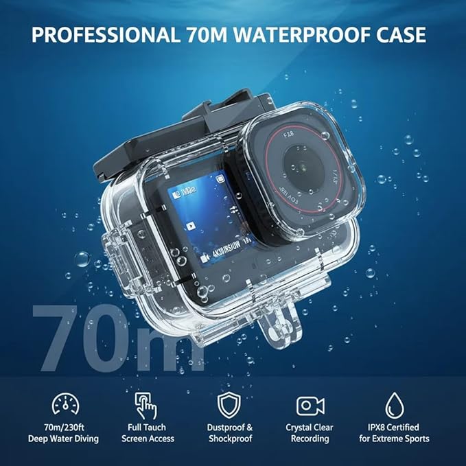 Accessories Kit for DJI OSMO Action 6, 70m Waterproof Housing Case, Tempered Glass Screen Protector, Floaty Bobber Grip, Large Carrying Case, Mounts Chest/Head/Handlebar