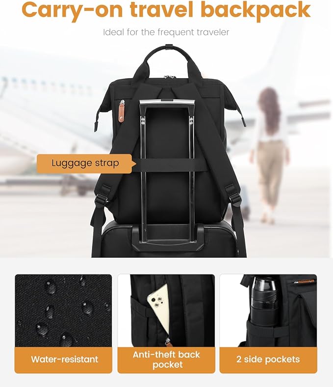 LOVEVOOK Laptop Backpack for Women, Teacher Nurse Work Laptop Bag, Waterproof Travel Backpack Purse, Business Computer Back Pack, Cute Bookbag College Student Gift Nursing School Backpack, 15.6 Inch