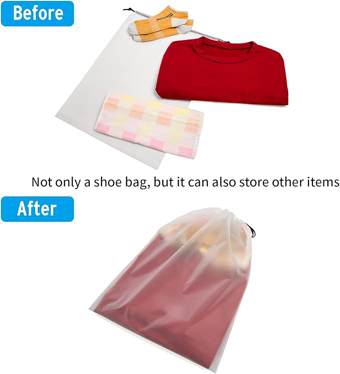Vorspack Transparent Shoe Bags for Travel Large Clear Shoes Organizers Storage Pouch with Rope for Men and Women 26 Pack