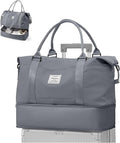Travel Duffel Bag, 18x14x8 Inches Travel Bag Spirit with Shoes Compartment, Weekender Overnight Bag for Women with Trolley Sleeve, Carry On Bag for Airplanes Sport Tote Gym Bag(Grey).