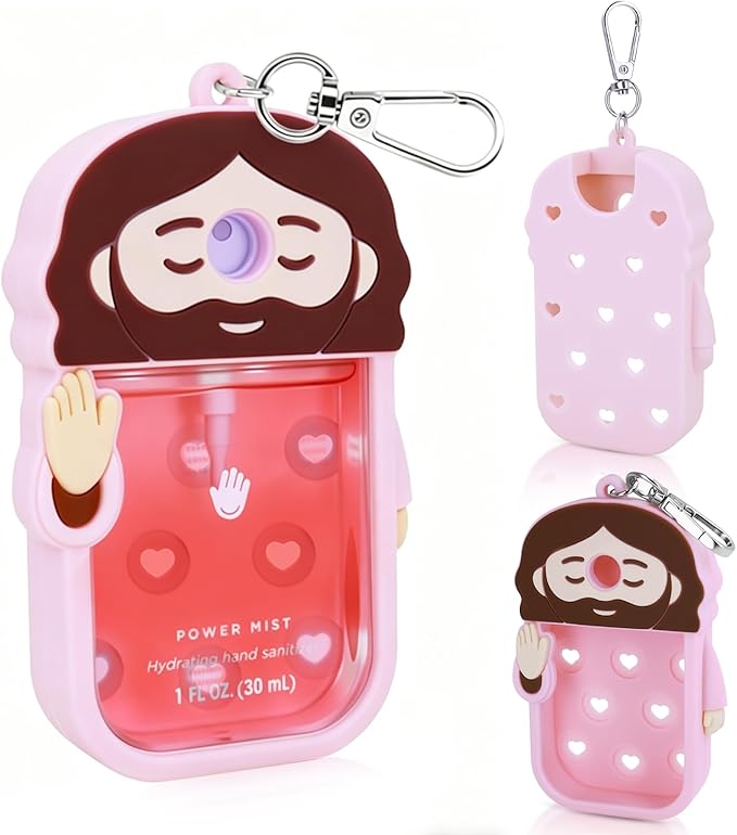 Silicone Case Compatible with Touchland Hand Sanitizer Spray, Touchland Case with Keychain, Protective Case for Power & Glow Mist 1 FL Oz/30ML, Hand Sanitizer Spray Accessory for Mother‘s Day(Pink)