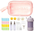 Travel Cosmetic Case Toiletry Bag with Zipper Refillable 4-in-1 Silicone Kit Toiletry Bottles、Squeeze Toiletry Bottles Leakproof Accessories for Toiletries Shampoo Lotion Body Wash (BPA Free)