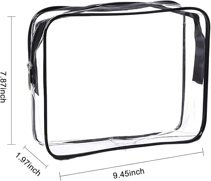 Cosywell Clear Toiletry Bag Quart Size Bag 2Pcs Travel Makeup Cosmetic Bag PVC Toiletries Cosmetic Pouch for Women Men (M)