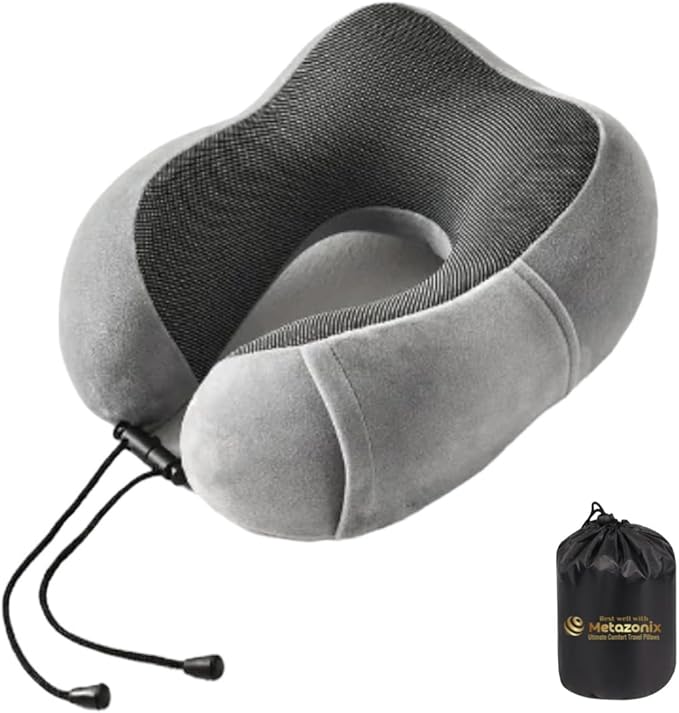 Travel Pillows for Airplane - Neck Pillow Airplane and Car Use - Soft Comfortable Memory Foam Travel Neck Pillow - Travel Essentials for Women and Men (Cloud Gray)