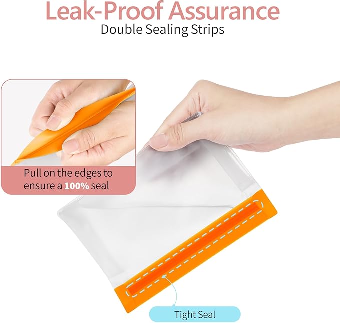 PACKISM Leakpoof Clear Travel Bags for Toiletries - Sealed TSA Approved Toiletry Bags, Reusable Semi-Transparent Clear Makeup Bag, Perfect for Travel Essentials, 1L+1M+1S, Multicolor
