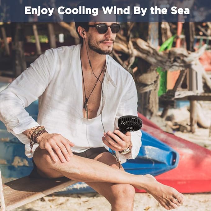 EasyAcc Handheld Fan, 5000mAh Battery Operated Portable Fan [20 Hours Quiet Powerful ] 4 Speed Power Indicator/One Touch Power Off Foldable for Travel Office Outdoor