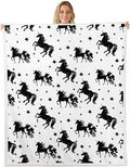 Cartoon Unicorn Kids Throw Blanket,Starry Sky Galaxy Romantic Bed Blanket for Girls Boys Adults,Cute Animals Simple Fleece Blanket,Black White Chic Fuzzy Blanket,Twin Size (60 x 80 Inches)