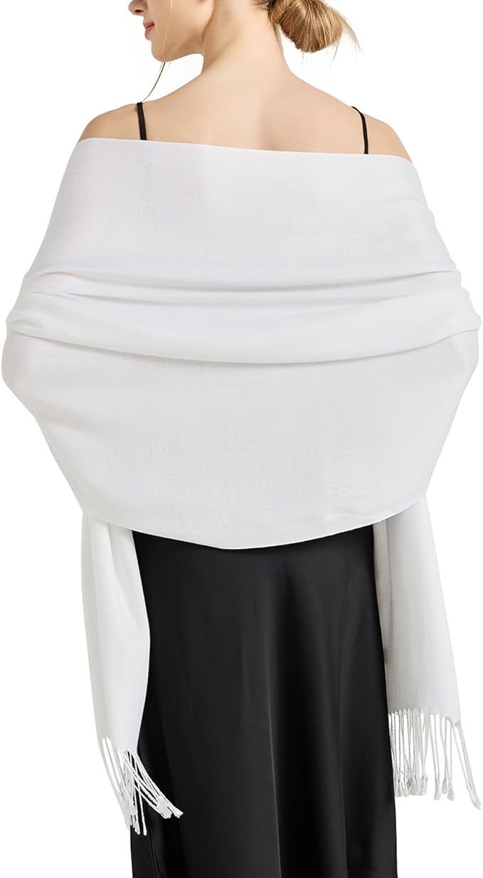 Soft Silky Pashmina Shawl Wraps Solid Colors Scarf for Wedding Evening Dresses