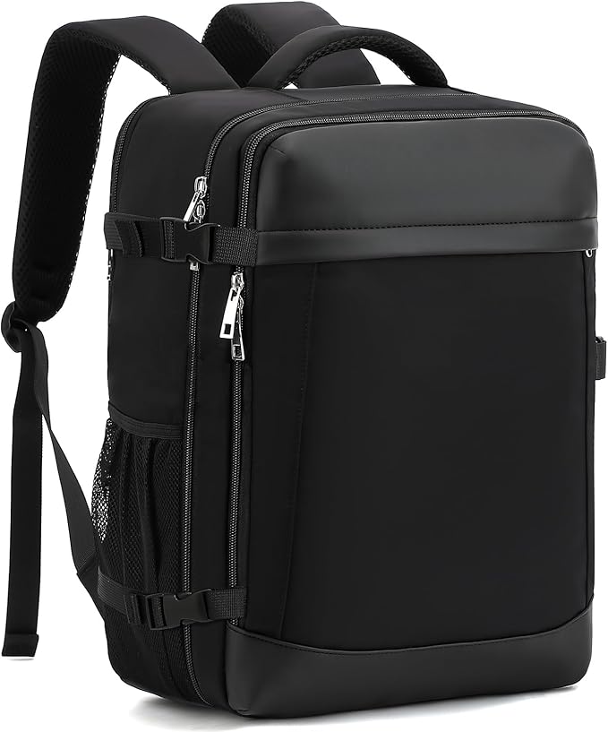Travel Backpack, Carry On Backpack Personal Item Travel Bag, Backpack for Women and Men, 18x14x8 inches Airline Approved Travel Bag 30L, Water Resistant Casual Backpack Fits 15.6''Laptop, Black