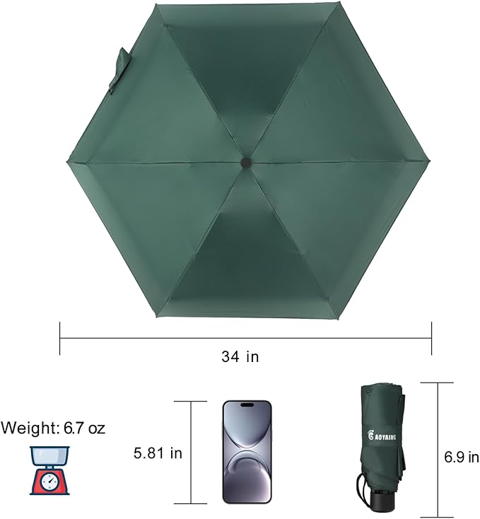 GAOYAING Small Mini Umbrella with Case Light Compact Design Perfect for Travel Lightweight Portable Parasol Outdoor Sun&Rain Umbrellas 34 Inches