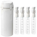 4 in 1 Travel Bottles for Toiletries - Refillable, Leak Proof, Portable Containers for Shampoo Lotion Conditioner Cream - Transparent with Scale and Label - for Business Trips Gym Camping (White)