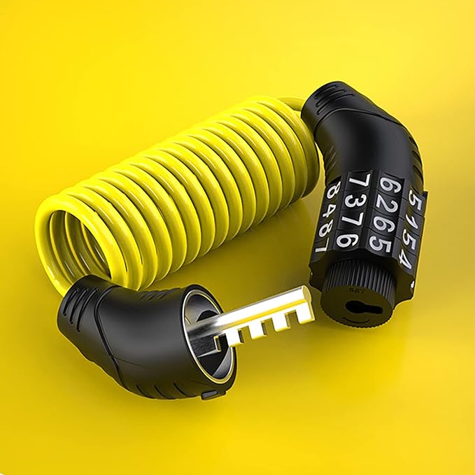 Windance 2pcs Motorcycle Helmet Lock Cable, Anti-Theft Retractable Luggage Lock with 4 Digit Password Combination Security Lock (Black+Yellow)