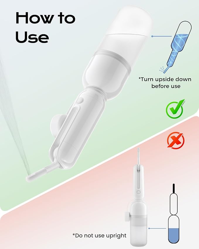 ESSAGER Portable Bidet for Travel, Foldable & Rechargeable Handheld Sprayer–Waterproof with 2 Pressure Modes, 350ml Expandable Bottle for Women, Men, Baby, Postpartum & Personal Hygiene(White)