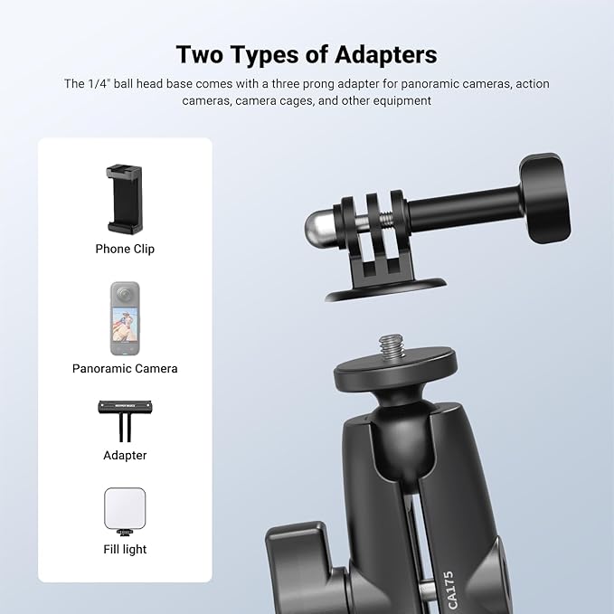 NEEWER Motorcycle Bicycle Handlebar Clamp Holder Magnetic Car Mount Accessories Kit Compatible with Insta360 X5 X4 X3 GoPro DJI AKASO Action Cameras, 360° Ball Heads for POV Video Recording, CA175