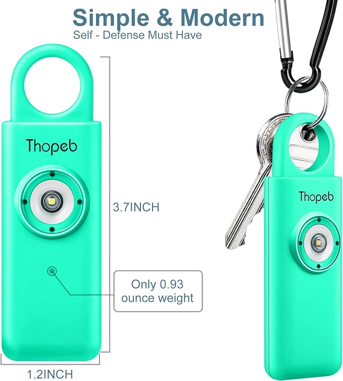 Thopeb–The Original Personal Safety Alarm for Women Self Defense – Elders & Kids Self Defense Keychain Siren – 135dB Loud Siren Bird Sound – Cute Key Chains Protection (Lake Green)