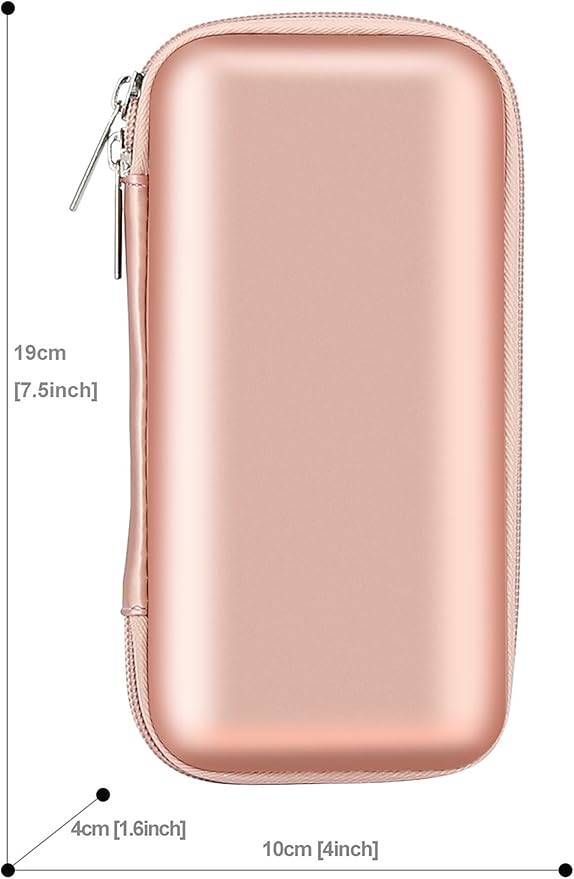 iMangoo Travel Essential Electronics Organizer Pouch Charger Case, Shockproof Dual Zipper Power Bank Cables Tech Accessories Purse, Men & Women Travel Must Have Storage Bag, 6.5x3.2x1 inch Rose Gold