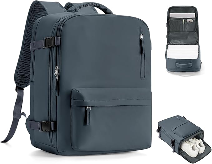 VGCUB Travel Backpack for Women Men for Spirit Airlines Personal Item Bag 18x14x8 Inches Laptop College Waterproof Carry on Flight Approved Work Backpack Mochila de Viaje, Large Grey Blue
