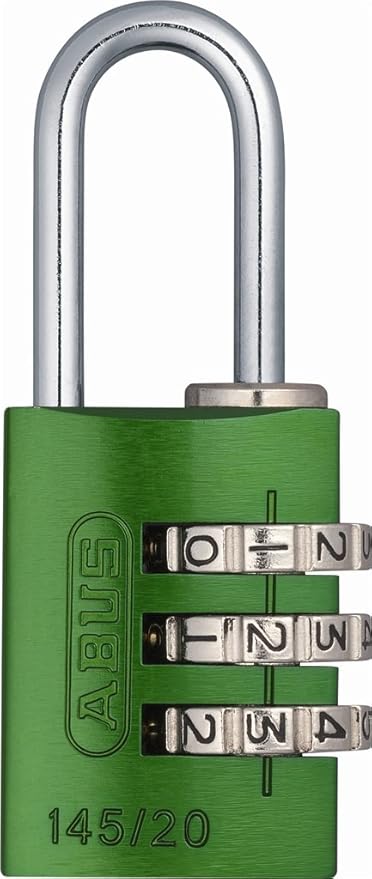 ABUS 145/20 Non-TSA Small Combination Lock for Luggage, Backpack, Resettable, Green