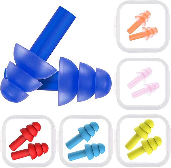 6 Pairs Kids Adults Ear Plugs Swimming Noise Cancelling Reusable Earplugs for Sleeping and Swimming, 6 Assorted Colors(Fresh Colors)