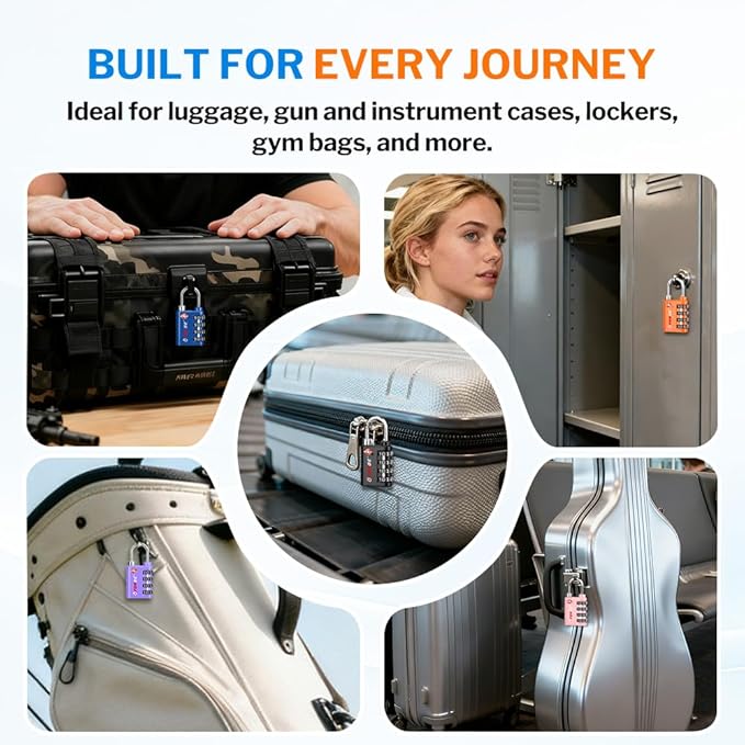 Forge Dual-Opening: Key or Combination Lock, TSA Approved Lock for Luggage, Pelican case, Travel, Gym, School,Luggage Combination Lock,Travel Bag Lock (Black 2 Pack)