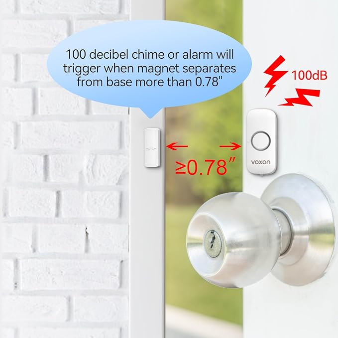 Door Window Alarm for Kids Safety, VOXON Door Alarm for Home Security Personal Security Window Alarms Sensor Burglar Door Alarm for Home, Cars, Sheds, Caravans DIY Kit Pack of 4