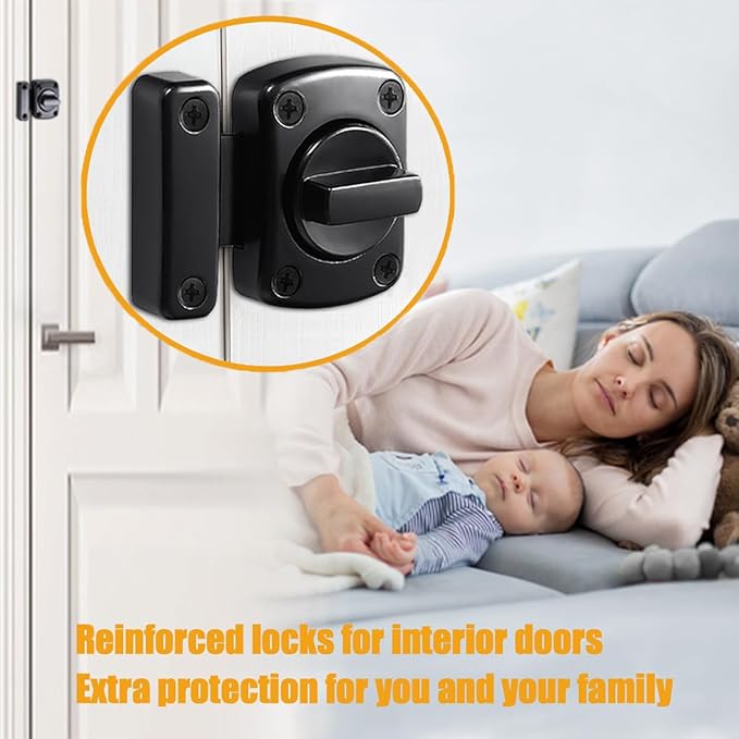 French Door Reinforcement Lock Latch,Single Door Safety Locks from Inside Door Lock for Bedrooms Reinforcement Locks,180 Degree Bathroom Compartment Lock Bathroom Stall Latches
