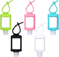 5 Pack Travel Size Hand Sanitizer Holder with Silicone Sleeve, 2 oz Refillable Plastic Empty Bottles Leakproof Flip Cap Squeeze Containers Portable Keychain Bottle for Backpack Travel Outdoor