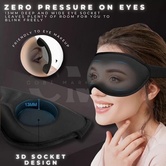 Unisex Sleep Mask - Plus A Pair of Sleep Plugs, Light and Sound Blocking, Soft and Comfortable, The Best Sleep Mask.