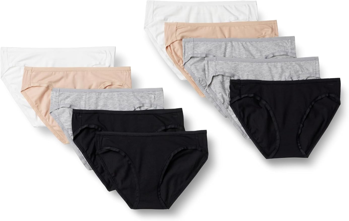 Amazon Essentials Women's Breathable Cotton Bikini Brief Underwear with Full Coverage, Multipacks