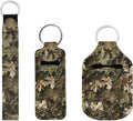 Suobstales 3Pcs Travel Bottles Keychain Holder Set,Travel Bottle Sleeves+Neoprene Chapstick Holders+Lanyard Keychain