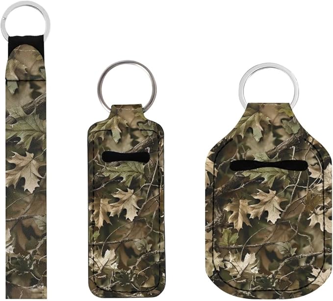 Suobstales 3Pcs Travel Bottles Keychain Holder Set,Travel Bottle Sleeves+Neoprene Chapstick Holders+Lanyard Keychain